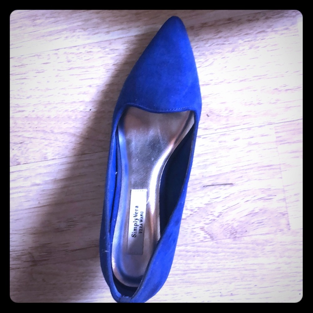 Blue Vera wang suede heels; short heel
